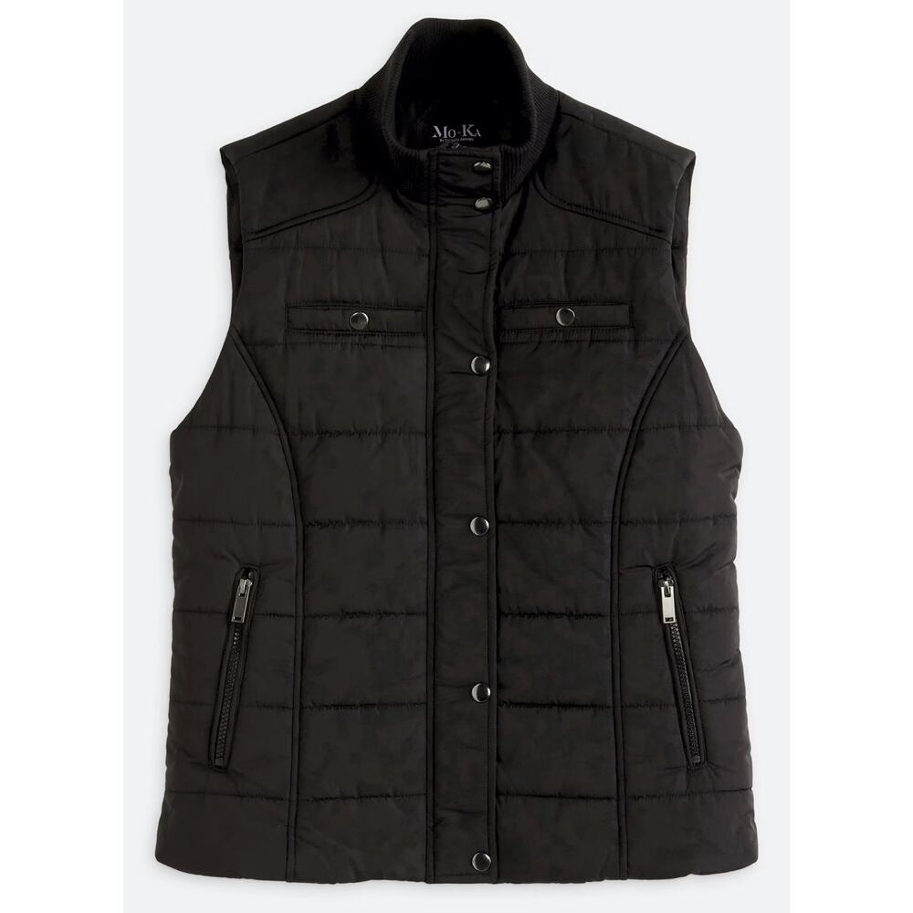 MO-KA Rib Trim Collar Puffer Vest Size Small. New With Tags